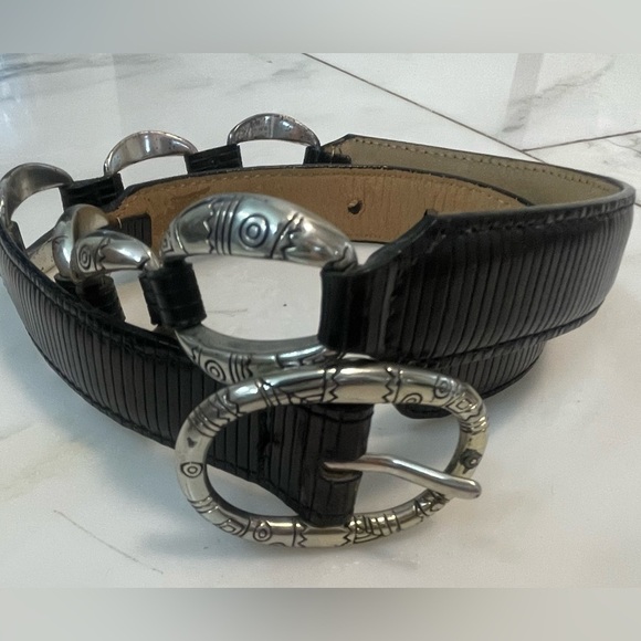 Brighton Accessories - Brighton, Small 28 black leather and silver loop women’s belt